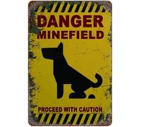 Classic Tin Signs Warning Dog Danger Minefield Proceed with Caution s Wall Decor Yard Signs Home Decor Classic Athetic Art Signs New Humor Post 8x12 Inch