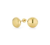 Classic Tiny Petite Real Premium Yellow Gold Round Button Ball Stud Earrings For Women Screw Back 8MM