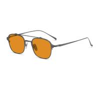Classic Titanium Blue Light Blocking Glasses Fashion UV Protection Amber Lens Double Bridge Glasses for Women Men,Metallic,+2.00