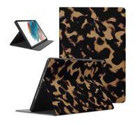Classic Tortoise Shell Tablet Case for iPad mini 6 | Tortoise Shell Tan Black Elegant Vintage Design Adjustable Flip PU Leather Stand Funda Protective Cover for Women Girls