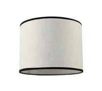 Classic Traditional Textured Oatmeal Linen Fabric Drum Lamp Shade with Black Cotton Trims | 23cm x 30cm by Happy Homewares