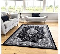 CLASSIC TRADITIONAL VINTAGE RUG RUNNERS FLORAL PERSIAN STYLE RUGS (Black Silver, 160x225cm)