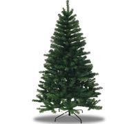 CLASSIC TRADITIONAL XMAS ARTIFICIAL REALISTIC NATURAL BRANCHES PINE CHRISTMAS TREE GREEN/WHITE WITH METALLIC STAND BASE PRE ASSEMBLED TREE 4FT, 5FT, 6FT,7FT - MARRY CHRISTMAS. (GREEN, 4FT)