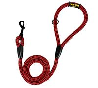 Classic Training Dog Lead, Nylon Cord Rope, Made in Spain, for Small Medium Large Dogs. 120CM. Red&Black