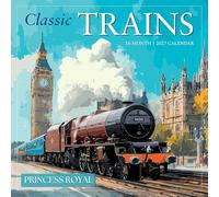 Classic Trains 2027 Wall Calendar, 16-Month Steam Engines, Art Deco Streamliners & Vintage Rail Poster Art, 12" × 12"