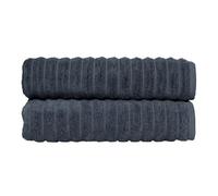 Classic Turkish Towels - Luxury Ribbed Bathroom Towel Sets, 100% Turkish Cotton, Brampton Collection (Blue, 2 Piece Bath Sheet Set - 40" x 65")