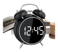 Classic Twin Bell Clock - Vintage Soft Light Digital Decor, 6.3 x 4.33 Inch Retro Timer with Ring, Metal Frame Pair with Call, Bedroom Accessory Style, Alarm Aid for Adults, Kids, Students