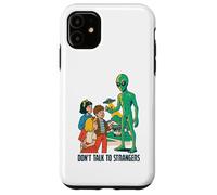 Classic UFO with green aliens flying above city Case for iPhone 11