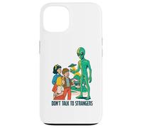Classic UFO with green aliens flying above city Case for iPhone 13
