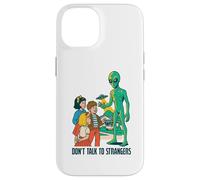 Classic UFO with green aliens flying above city Case for iPhone 14