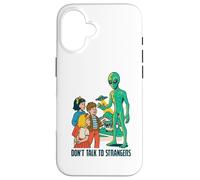 Classic UFO with green aliens flying above city Case for iPhone 16