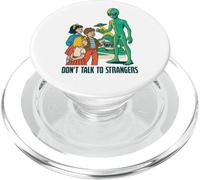 Classic UFO with green aliens flying above city PopSockets PopGrip for MagSafe