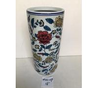 Classic Umbrella Stand/Walking Stick holder Ceramic 18" Round Red and Blue Flower