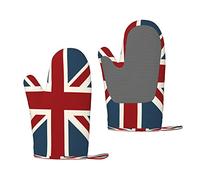 Classic Union Jack Flag Silicone Oven Mitts Anti-Slip Cooking Gloves,Heat Resistant Baking Mitts A Pair