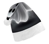 Classic Unisex Santa Hat - Black And Halloween Ghost Plush Christmas Party Hat, Xmas Holiday Costume Accessory