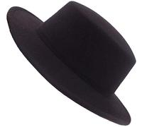 Classic Unisex Wool Blend Fedora Hat Brim Flat Church Derby Cap Wide Brim Classic Pork Pie Hat Perfect for Wedding Party Talent Show Performance Black