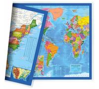 Classic United States USA and World Desk Map, 2-Sided Print, 2-Sided Sealed Lamination, Small Poster Size 11.5 x 17.5 inches (1 Desk Map)