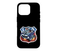Classic USA 60s Muscle Car Funny Dragster Hotrod Cartoon Case for iPhone 16 Pro