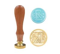 Classic Various Alphabet Sealing Wax Seal Stamp, Brass Head Wooden Handle Letter Stamps Compatible with Card/Envelope/Gift(Letter K)
