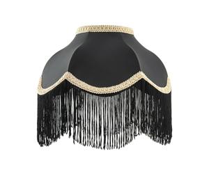 Classic Victorian Designed Empire Lampshade in Black Faux Silk with Ornate Gold Trims | 30cm Diameter | Hanging Black Tassels by Happy Homewares