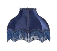 Classic Victorian Lamp Shade in Midnight Blue Velvet with Navy Tassels and Embroidery | 36cm x 20cm | for Pendant Floor or Lamp Base by Happy Homewares