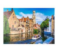 Classic View Of The Historic City Center With Canal In Bruges, Province Of West Flanders - Premium 1000 pieces Puzzle - MyPuzzle special collection from Puzzle Galaxy
