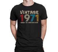 Classic Vintage 1971 Aged to Perfection 54th Birthday Gift Mens T-Shirt Gift for Him Black L