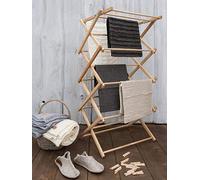 Classic Vintage 4 Tier Bamboo Wooden Clothes Dryer Airer Indoor Outdoor Easy Storage Stand Laundry Hanging Unit Folding Concertina Rack