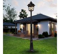Classic Vintage Garden Pathway Lawn Lamp Column Light Antique Aluminum Metal Clear Glass Lantern Street Post Light Victorian Villa Outdoor Waterproof Floor Lamp E27 Streetlight (Size : 170cm)