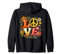 Classic Vintage Love Floral Hippie Loving World Movement Zip Hoodie