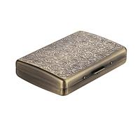 Classic Vintage Metal Cigarette Case/Storage Box, Can Hold 100’s 16 pcs (Light Bronze)