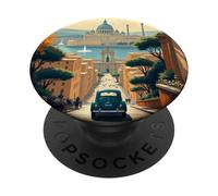Classic Vintage Retro Car Italy Rome Summer Horse Carts PopSockets Adhesive PopGrip