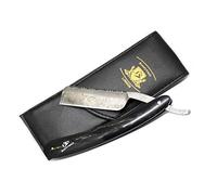 Classic Vintage Shaving Razors for Men New - Genuine Buffalo Horn Handle - Straight Cut Throat Shaving Razor - Damascus Steel - Beard Trimmer Razor - Wet Shaving Black - Storage Case