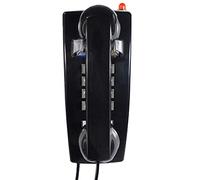 , Classic, Vintage Wall Mount Fixed Landline, Metal Ringing Button Dial Wall Phone - Black (Black)
