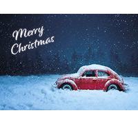 Classic VW Beetle Car in the Snow Merry Christmas Greetings Card 125mm x 178mm Including Envelope GC438