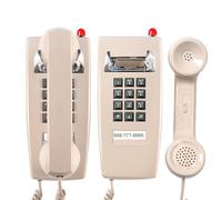 Classic Wall Phones for Landline with Mechanical Ringing, Single Line 2554 Wall Telephone with Voicemail Indicator, Retro Wall Mounted Phone Waterproof, Old Wall Mount Phone for Kitchen,Home,Beige