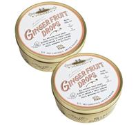 Classic Warming Ginger Fruit Drops Travel Sweets Tin, 200g, Traditional Flavours, All Natural - 2 Pack