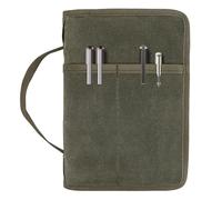 Classic Waxed Canvas Zip Notebook Cover, Pocket for Diary, Diary Cover for Field Notes, Waterproof Cover for 5 x 8 Notepads, A5 Travelers Notebook (Army Green)