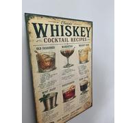 Classic Whiskey Cocktail Recipes Vintage Style Poster, A3, Matte Paper, Wall Decoration, Portrait