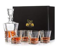 Classic Whiskey Decanter, Whiskey Glasses Gift Set Includes 750ml Whisky Decanter, Whiskey Glasses Set of 4 with Wooden Display Box, Whiskey Gift Sets for Men