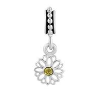 Classic White Daisy Flower Spacer Dangle Charm Compatible with Pandora Bracelets Birthday Women Mom Daughter Sisters Jewellery Auntie