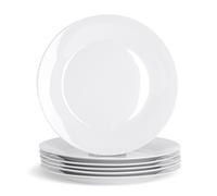 Argon Tableware 12-Piece Classic White Dinner Plates 27cm - Dishwasher and Microwave Safe Porcelain 10.5 inches Large Main Course Plate Dinner Serving Dishes Set