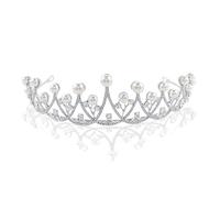Classic white pearl Rhinestone Wedding Tiaras and Crowns for Women,Crystal Rhinestones Queen Tiara Princess Crown Birthday Tiara Headbands for Wedding Prom Bridal Party silver adjustable