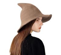 Classic Wi-Zard Hat, Knitted Wool, Wide Brim Pointed Witches Cap,30/25/1.5cm, Knitted Witch Hat Design, Breathable & Comfortable, for Ladies Adults Holiday Party