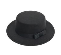 Classic Wide Brim Fedora Hat with Bow, Flat Top Jazz Hat, Elegant Formal Headwear 57 Hat Circumference