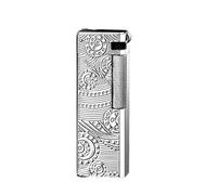 Classic windproof soft flame gas lighter, old-fashioned side pulley ignition, double-sided embossed body, perfect for business gifts or travel (gold)(Silver4)