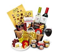 Classic Wine Gift Set - Trafalgar Hamper with Red & White Wine, Mature Cheddar, Organic Brie, Chutney, Oatcakes, Shortbread - Luxury Food and Drink Gifts for Men & Women, from Regency Hampers