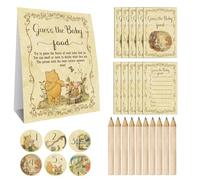 Classic Winnie Baby Shower Games Set, Winnie Guess the Baby Food Card Gamest(1 Guess The Baby Food Sign + 30 Writing Cards + 1 Number stricker), Baby Shower Birthday Party Activities Games