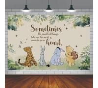 Classic Winnie Backdrop for Baby Shower, Winnie Baby Shower Party Supplies, Quotes Pooh Photography Background Banner for Boys, Newborn Birthday Party Photo Background Decor 72 x 48 Inch