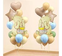 Classic Winnie Bear Baby Shower Birthday Decorations Balloons, 3D Vintage Original Pooh Bear Helium Balloons with Heart Star for Boys Girls Baby Shower Birthday Gender Reveal Large 23Inch